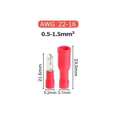 Slipper bullet type 4mm red 100 pcs